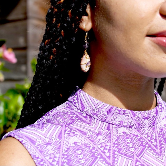 Vintage 60s Handmade Purple Mod Mini Dress Sleeveless High Neck Geometric Print - Picture 8 of 8